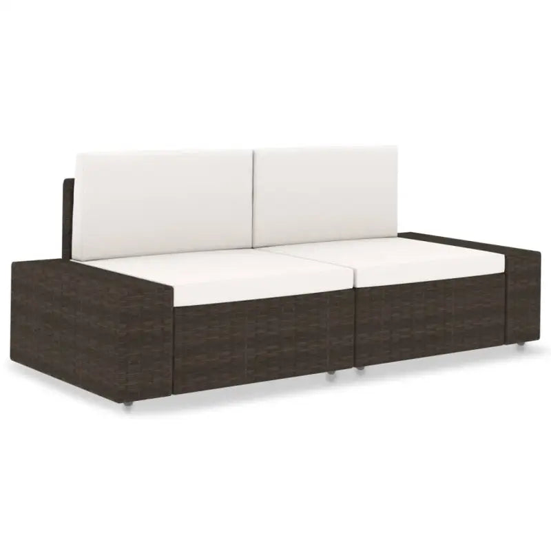 Modulaire tuinbank van poly rattan voor alle seizoenen - Bruin / 1 / Hoekbank (linkerarmleuning) + hoekbank