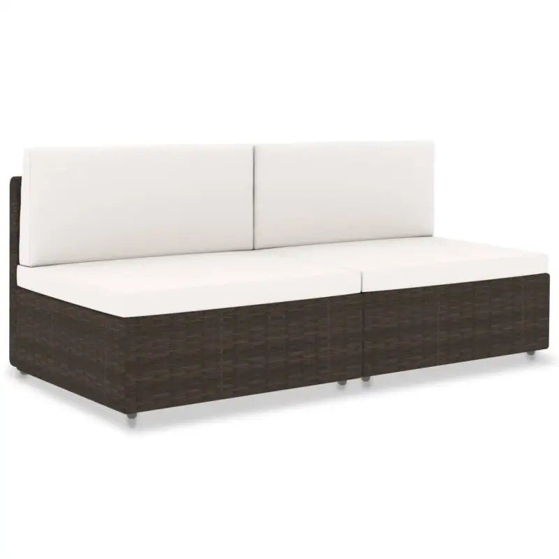 Modulaire tuinbank van poly rattan voor alle seizoenen - Bruin / 1 / 2 x middenbanken - Modulaire tuinbanken