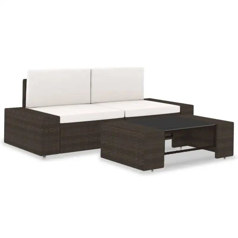 Modulaire tuinbank van poly rattan voor alle seizoenen - Bruin / 1 / Hoekbank (linkerarmleuning) + hoekbank
