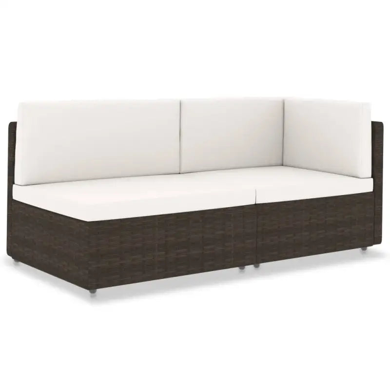 Modulaire tuinbank van poly rattan voor alle seizoenen - Bruin / 1 / Middenbank + hoekbank - Modulaire tuinbanken