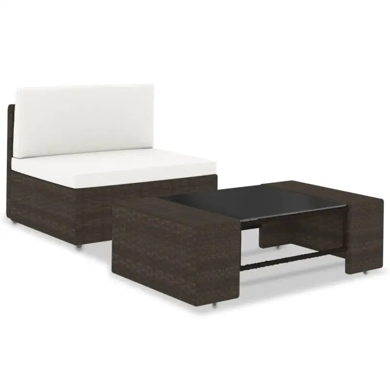 Modulaire tuinbank van poly rattan voor alle seizoenen - Bruin / 1 / Middenbank + salontafel - Modulaire tuinbanken