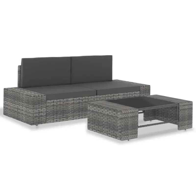 Modulaire tuinbank van poly rattan voor alle seizoenen - Grijs / 1 / Hoekbank (linkerarmleuning) + hoekbank
