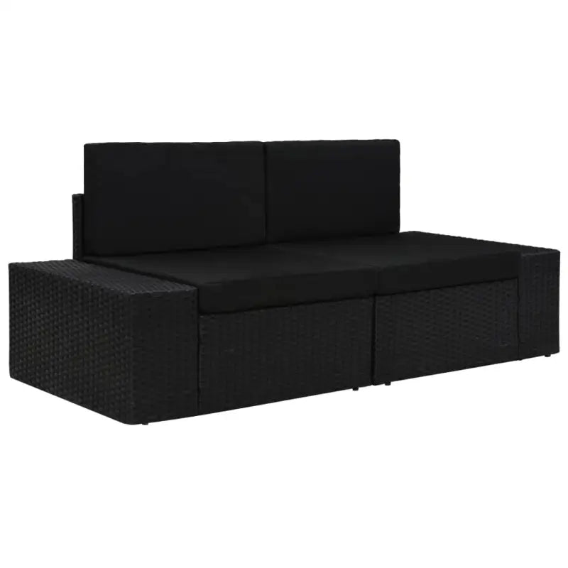 Modulaire tuinbank van poly rattan voor alle seizoenen - Zwart / 1 / Hoekbank (linkerarmleuning) + hoekbank