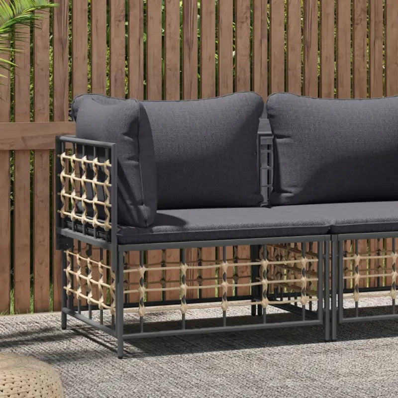 Modulaire tuinbank van poly rattan voor modern en weerbestendig tuinplezier - Donkergrijs / 1 / Hoekbank - Modulaire