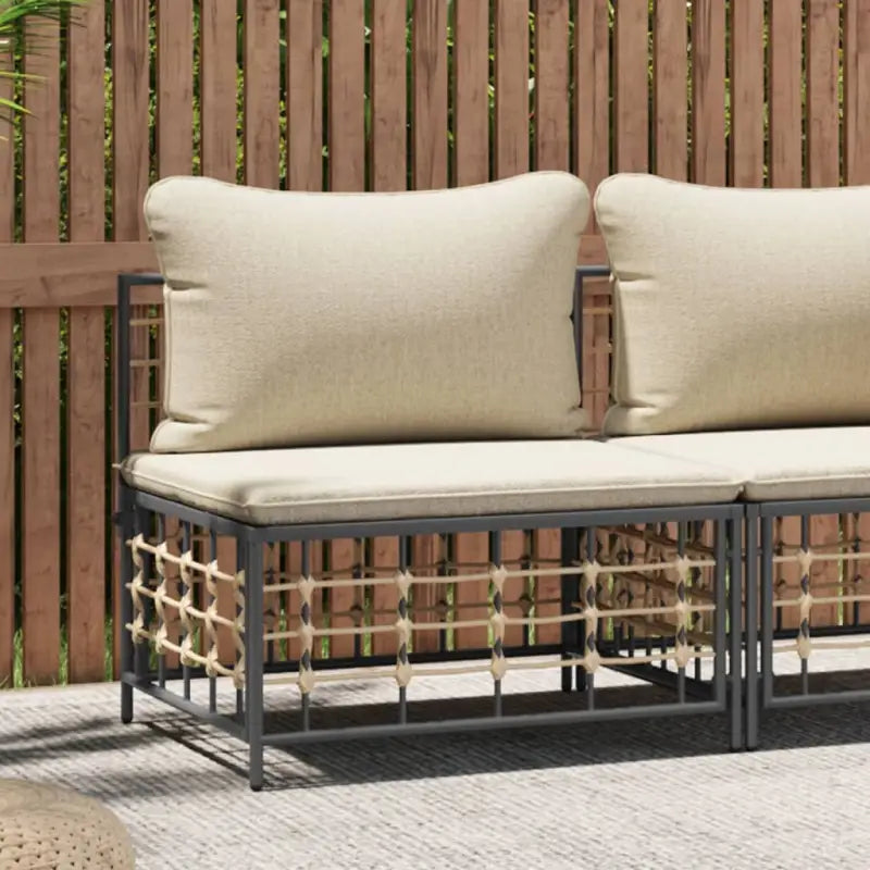 Modulaire tuinbank van poly rattan voor modern en weerbestendig tuinplezier - Beige / 1 / Middenbank - Modulaire