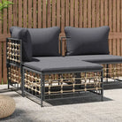 Modulaire tuinbank van poly rattan voor modern en weerbestendig tuinplezier - Donkergrijs / 1 / Voetensteun - Modulaire