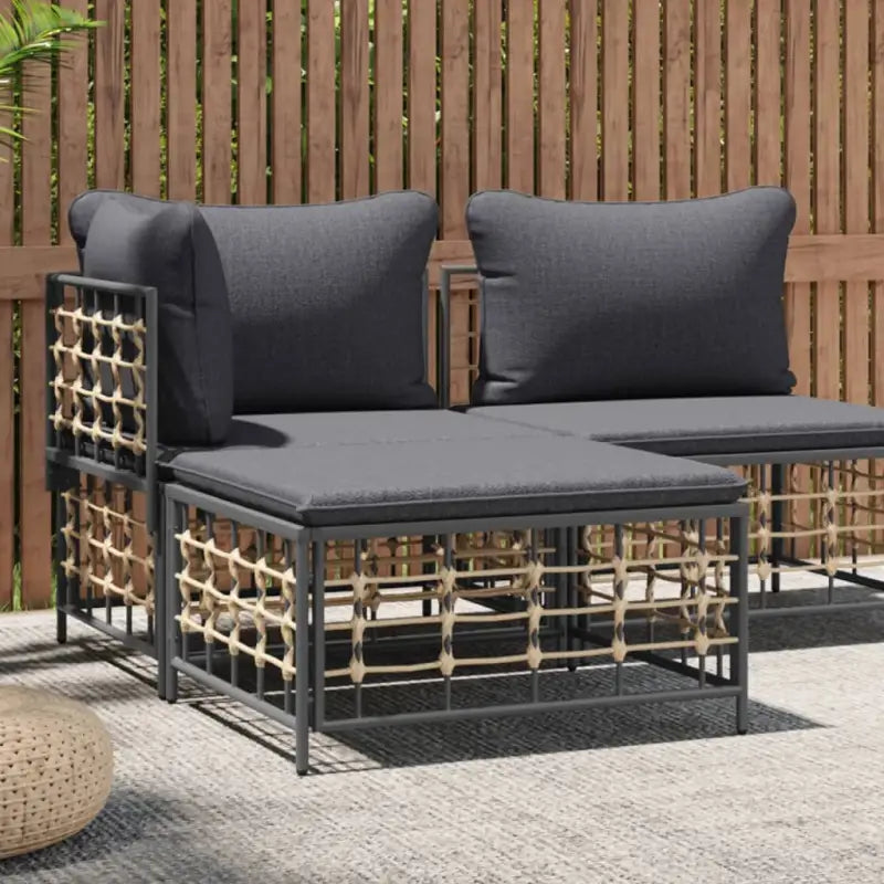 Modulaire tuinbank van poly rattan voor modern en weerbestendig tuinplezier - Donkergrijs / 1 / Voetensteun - Modulaire