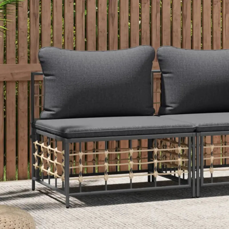 Modulaire tuinbank van poly rattan voor modern en weerbestendig tuinplezier - Donkergrijs / 1 / Middenbank - Modulaire