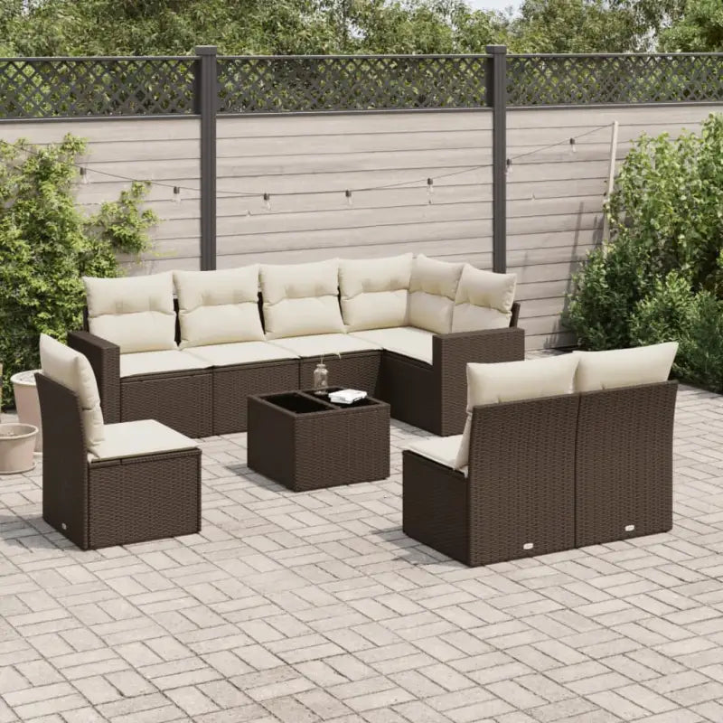 Modulaire tuinbank van zwart gepoedercoat staal met waterdichte tas - Bruin en crème / 1 / Met tafel - Modulaire