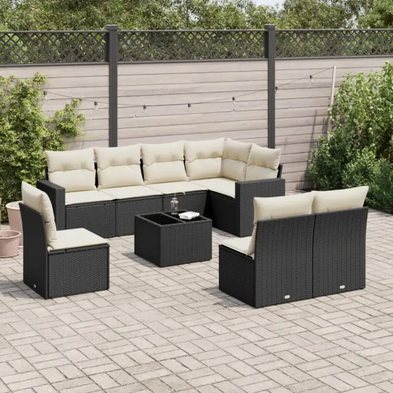 Modulaire tuinbank van zwart gepoedercoat staal met waterdichte tas - Zwart en crème / 1 / Met tafel - Modulaire