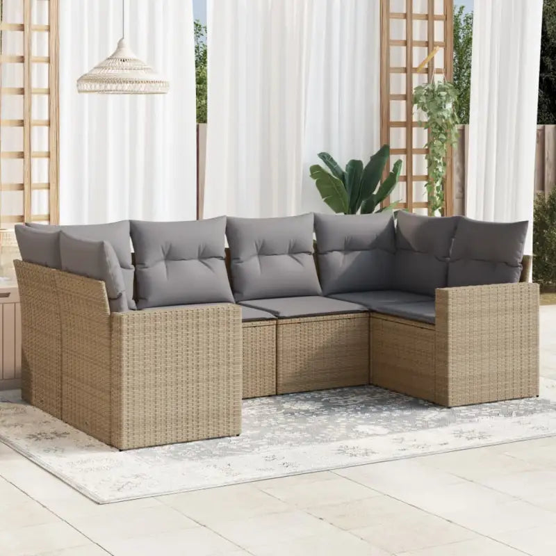 Modulaire tuinbank van zwart materiaal met waterdichte tas en gepoedercoat staal - Beige en grijs / 6 - Modulaire