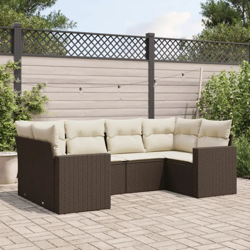 Modulaire tuinbank van zwart materiaal met waterdichte tas en gepoedercoat staal - Bruin en crème / 6 - Modulaire