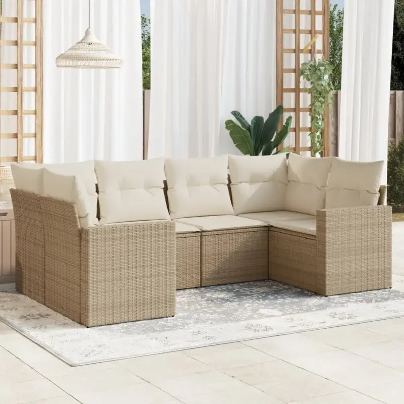Modulaire tuinbank van zwart materiaal met waterdichte tas en gepoedercoat staal - beige en crèmekleurig / 6