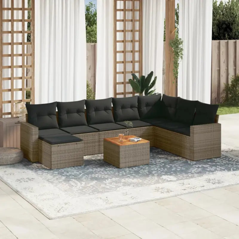 Modulaire tuinbanken in beige materiaal en gepoedercoat staal - Grijs / 1 - Modulaire tuinbanken