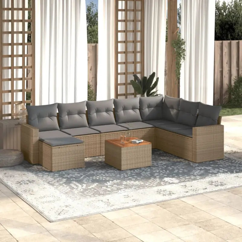 Modulaire tuinbanken in beige materiaal en gepoedercoat staal - Beige en grijs / 1 - Modulaire tuinbanken