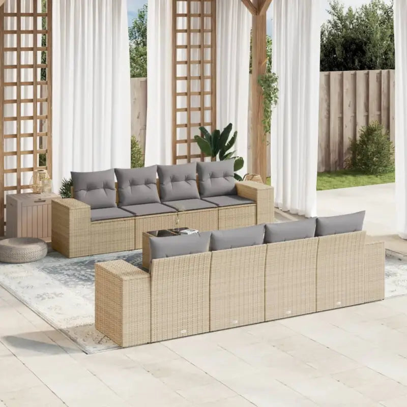 Modulaire tuinbanken in zwart materiaal met gepoedercoat staal afmetingen - Beige en grijs / 1 - Modulaire tuinbanken