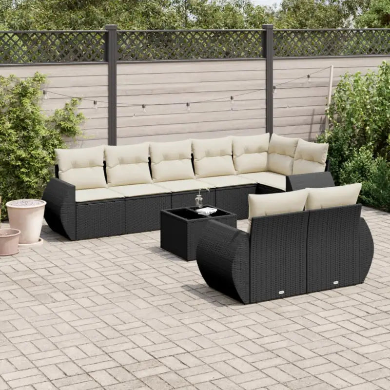 Modulaire tuinbanken in zwart materiaal met gepoedercoat staal afmetingen - Zwart en crème / 1 / Met tafel - Modulaire