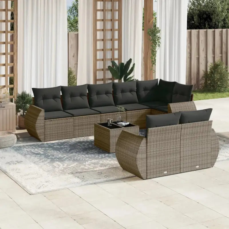 Modulaire tuinbanken in zwart materiaal met gepoedercoat staal afmetingen - Grijs / 1 / Met tafel - Modulaire tuinbanken