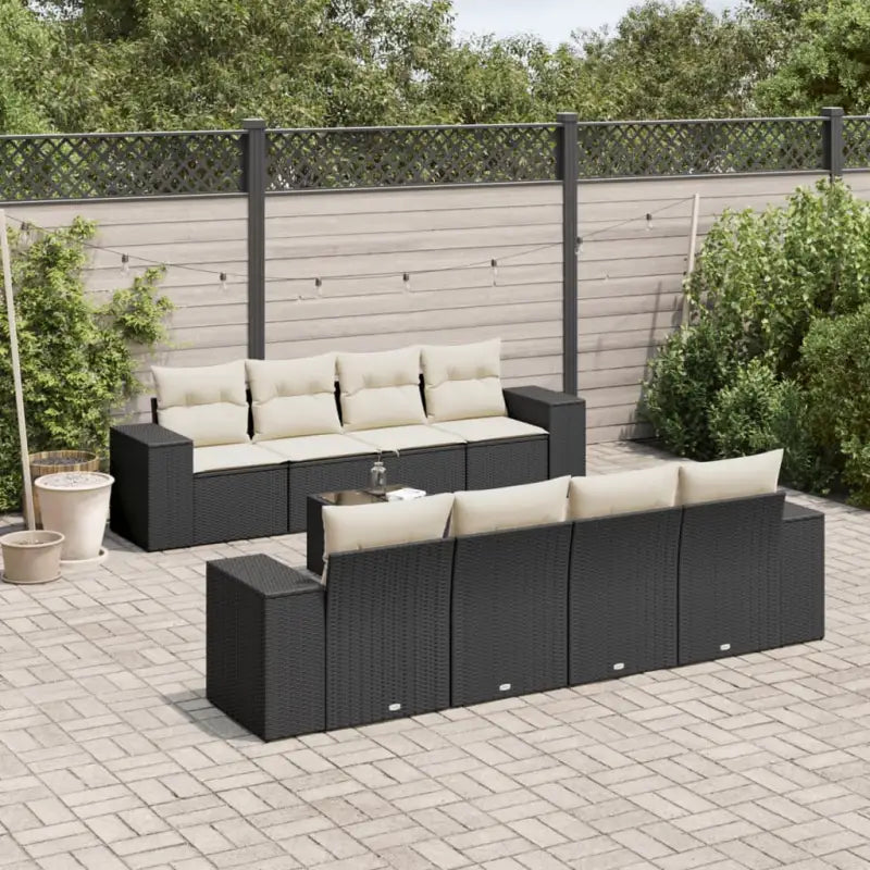 Modulaire tuinbanken in zwart materiaal met gepoedercoat staal afmetingen - Zwart en crème / 1 - Modulaire tuinbanken