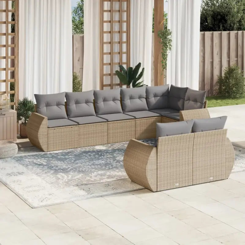 Modulaire tuinbanken in zwart materiaal met gepoedercoat staal afmetingen - Beige en grijs / 1 / Zonder tafel