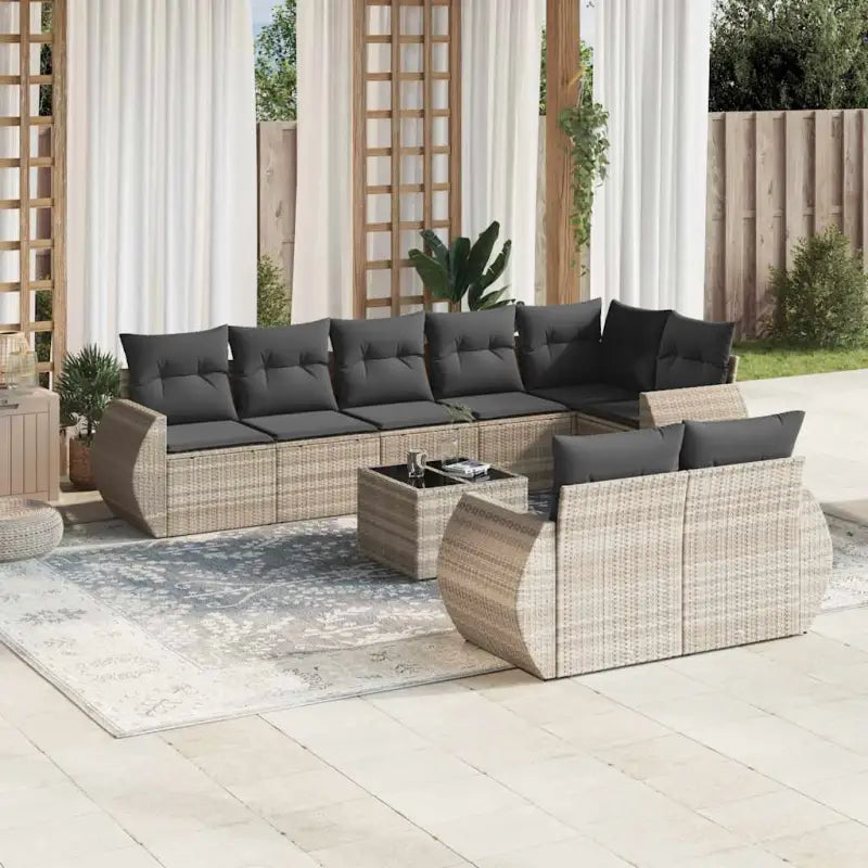 Modulaire tuinbanken in zwart materiaal met gepoedercoat staal afmetingen - Lichtgrijs / 1 / Met tafel - Modulaire