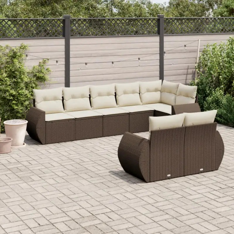 Modulaire tuinbanken in zwart materiaal met gepoedercoat staal afmetingen - Bruin en crème / 1 / Zonder tafel