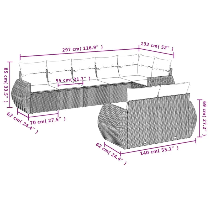 Modulaire tuinbanken in zwart materiaal met gepoedercoat staal afmetingen - Modulaire tuinbanken