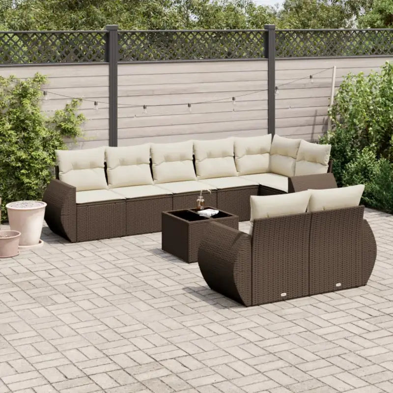 Modulaire tuinbanken in zwart materiaal met gepoedercoat staal afmetingen - Bruin en crème / 1 / Met tafel - Modulaire