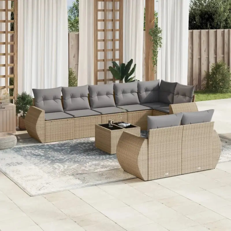 Modulaire tuinbanken in zwart materiaal met gepoedercoat staal afmetingen - Beige en grijs / 1 / Met tafel - Modulaire