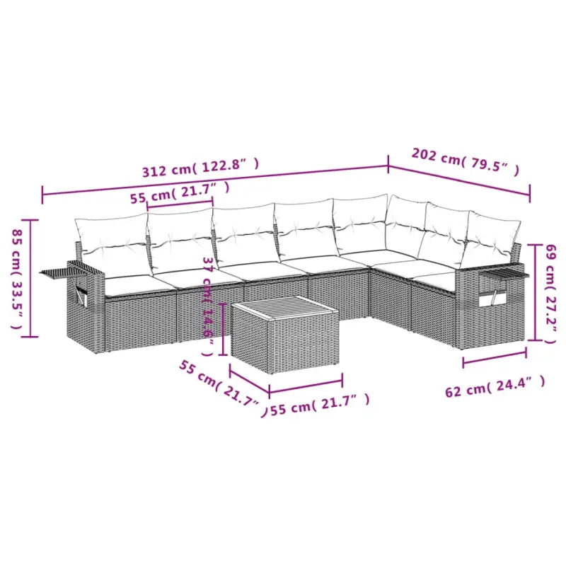 Modulaire tuinbanken in zwart materiaal met gepoedercoat staal en afmetingen - Modulaire tuinbanken