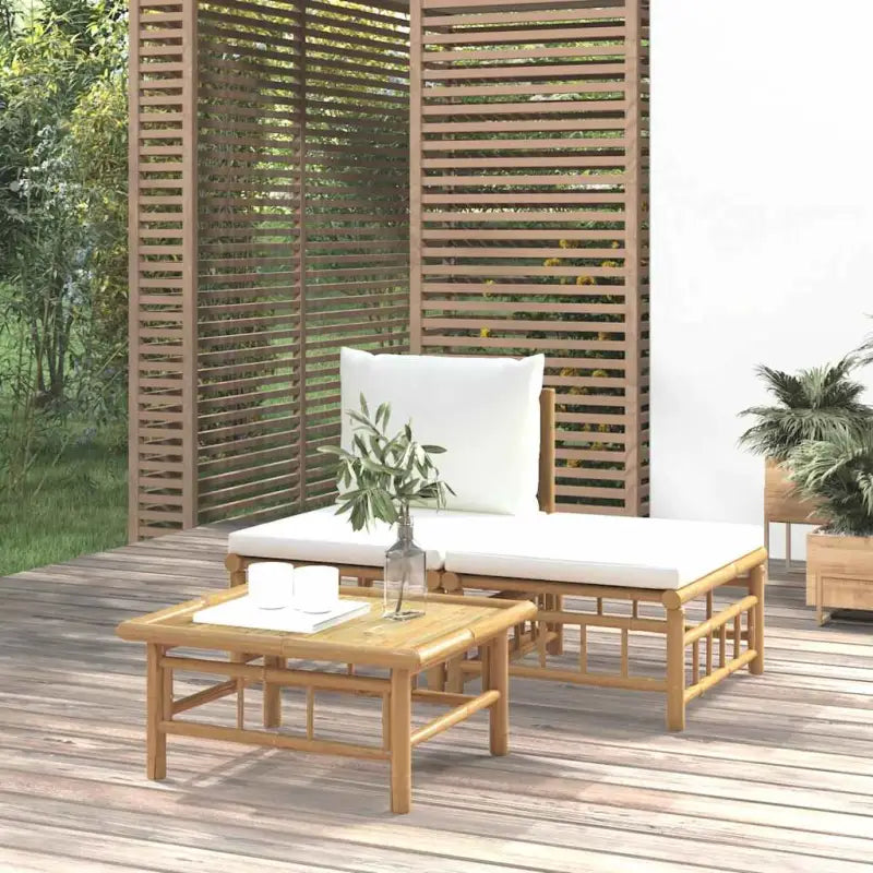 Modulaire tuinbanken met afmetingen rugkussen voor een elegante buitenruimte - Crème / 1 / midden + voetensteun + Tafel