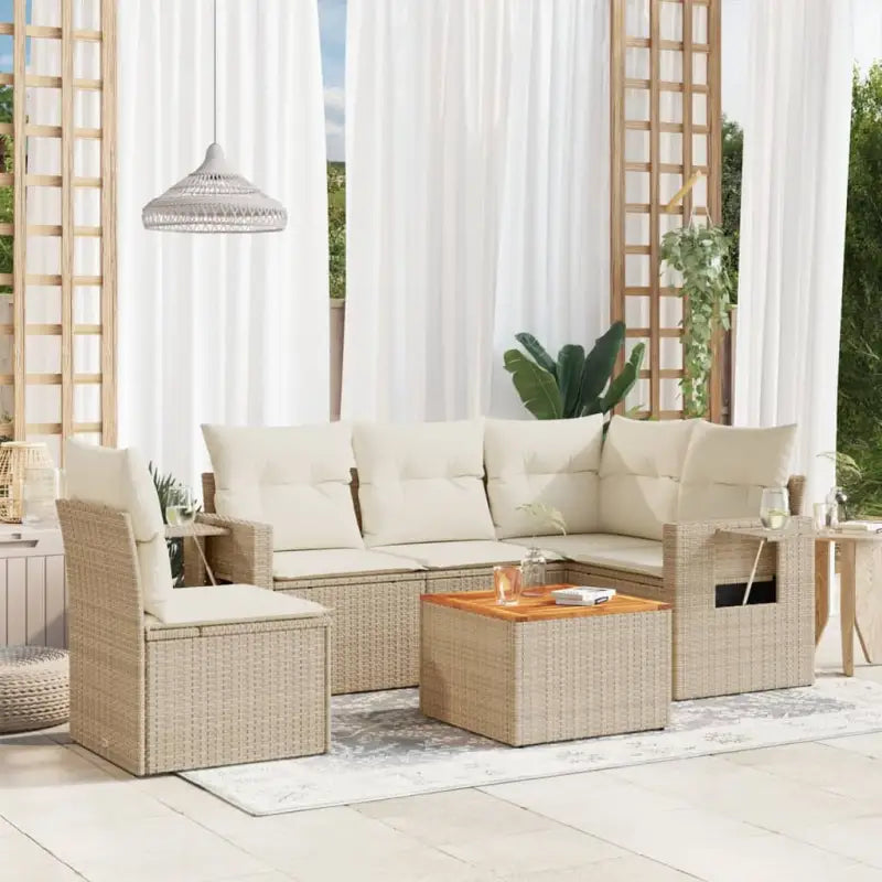 Modulaire tuinbanken met beige materiaal en gepoedercoat staal - Beige / 1 / Tafel + 2x midden + hoek - Modulaire