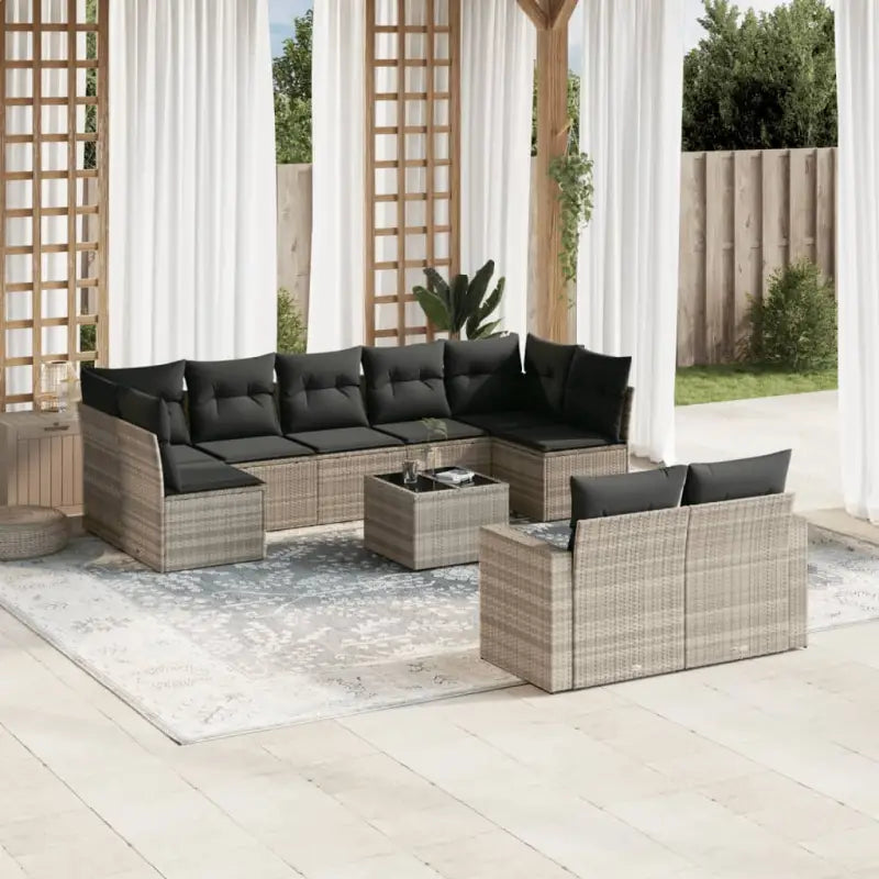 Modulaire tuinbanken met beige materiaal en gepoedercoat staal - Lichtgrijs / 1 / Met tafel - Modulaire tuinbanken