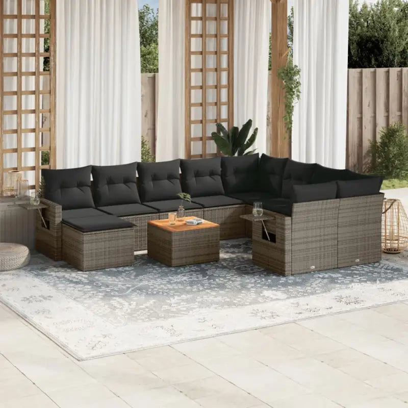 Modulaire tuinbanken met beige materiaal en gepoedercoat staal afmetingen - Grijs / 1 - Modulaire tuinbanken