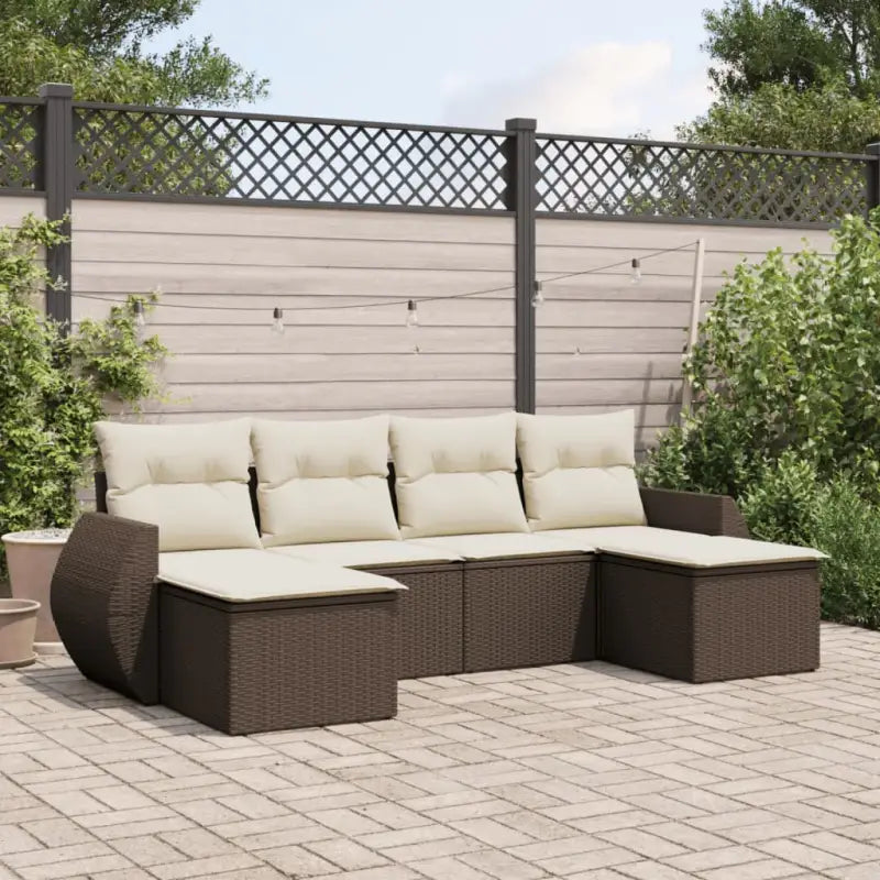 Modulaire tuinbanken met beige materiaal en gepoedercoat staal afmetingen - Bruin en crème / 1 / Zonder tafel