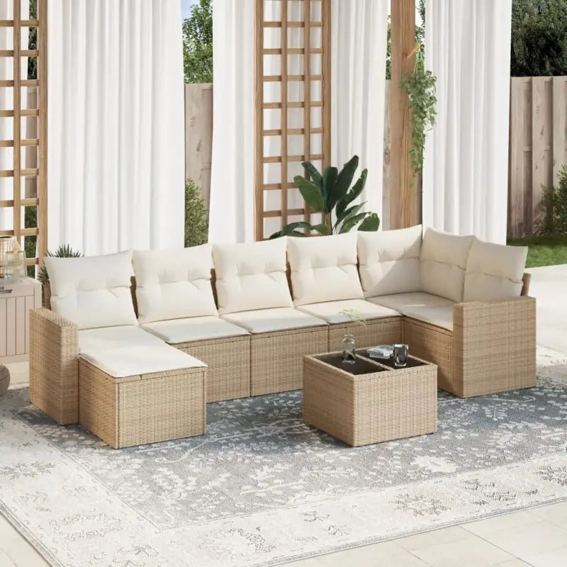 Modulaire tuinbanken met beige materiaal en gepoedercoat staal afmetingen - beige en crèmekleurig / 1 / Met tafel