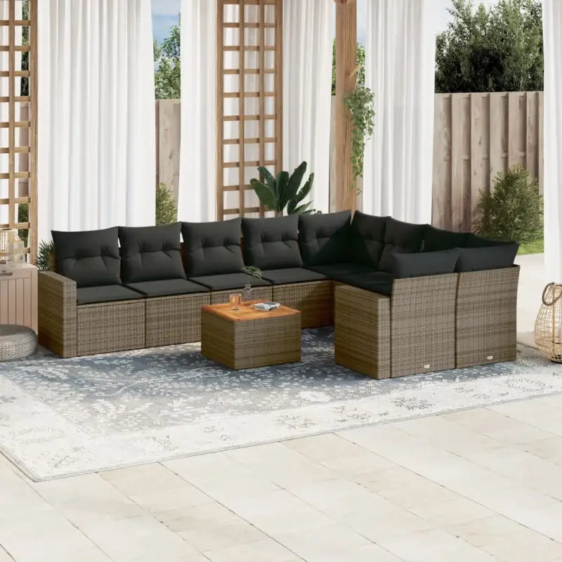 Modulaire tuinbanken met beige materiaal en gepoedercoat staal afmetingen - Grijs / 1 / 5x midden + Tafel + 2x hoek