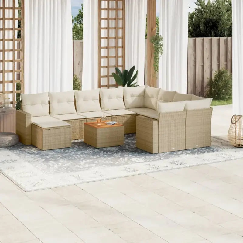 Modulaire tuinbanken met beige materiaal en gepoedercoat staal - beige en crèmekleurig / 1 - Modulaire tuinbanken