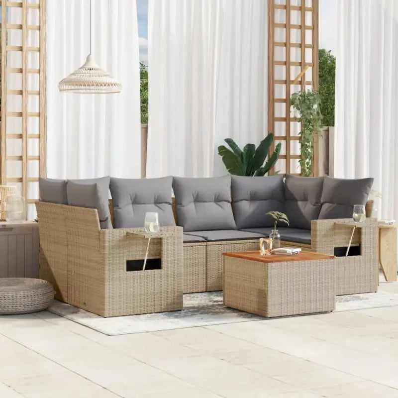 Modulaire tuinbanken met beige materiaal en gepoedercoat staal instellingen - Beige en grijs / 1 - Modulaire tuinbanken