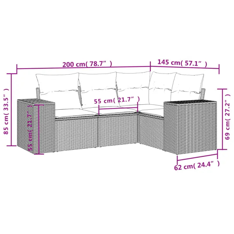 Modulaire tuinbanken met beige materiaal en gepoedercoat staal afmetingen - Modulaire tuinbanken