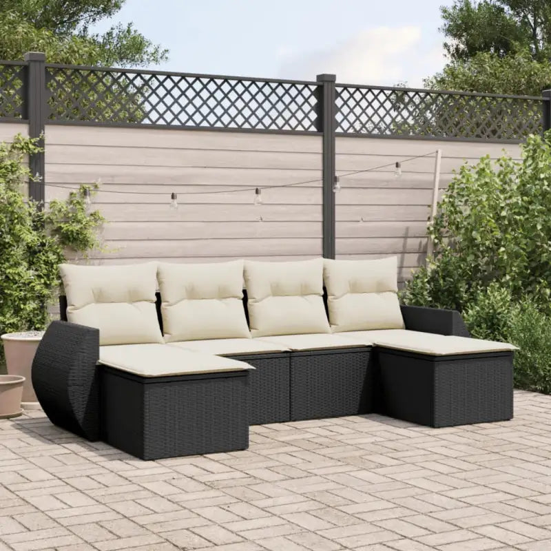 Modulaire tuinbanken met beige materiaal en gepoedercoat staal afmetingen - Zwart en crème / 1 / Zonder tafel