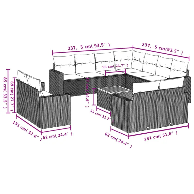 Modulaire tuinbanken met beige materiaal en gepoedercoat staal - Modulaire tuinbanken