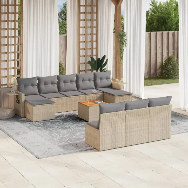 Modulaire tuinbanken met beige materiaal en gepoedercoat staal afmetingen - Beige en grijs / 1 - Modulaire tuinbanken