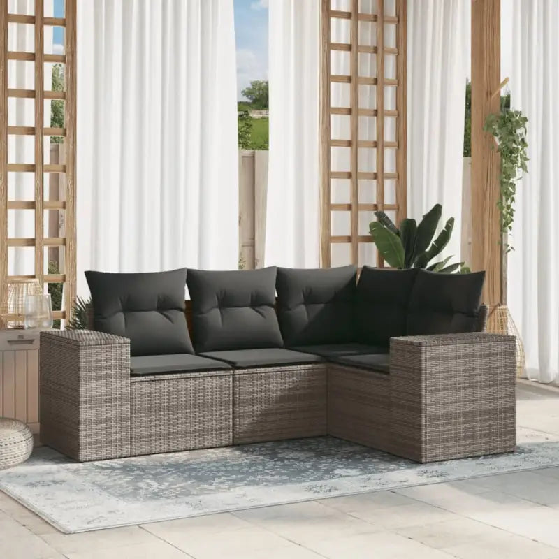 Modulaire tuinbanken met beige materiaal en gepoedercoat staal afmetingen - Grijs / 1 / Zonder tafel - Modulaire