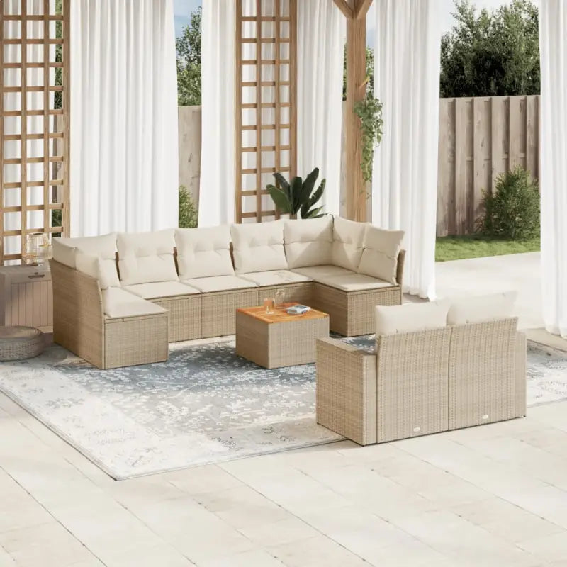 Modulaire tuinbanken met beige materiaal en gepoedercoat staal afmetingen - Beige / 1 / Tafel + 5x midden + 2x hoek