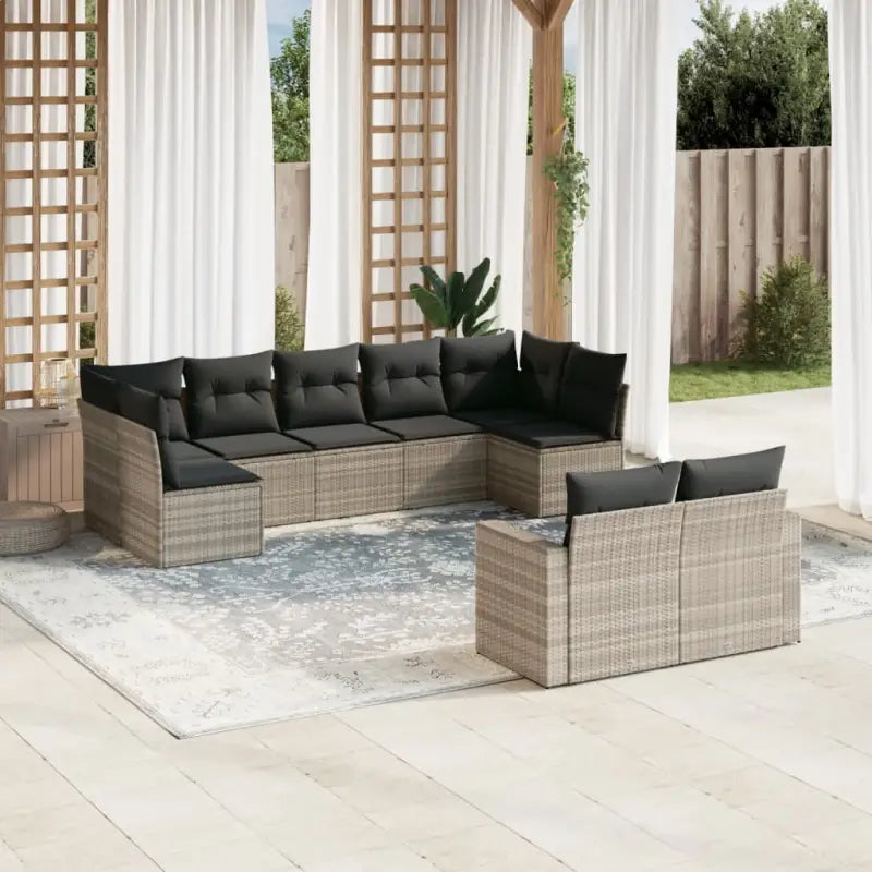 Modulaire tuinbanken met beige materiaal en gepoedercoat staal - Lichtgrijs / 1 / Zonder tafel - Modulaire tuinbanken
