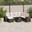 Modulaire tuinbanken met beige materiaal en gepoedercoat staal afmetingen - Bruin en crème / 1 / Met tafel - Modulaire
