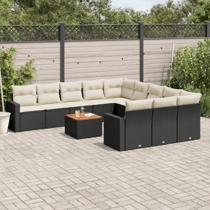 Modulaire tuinbanken met beige materiaal en gepoedercoat staal afmetingen - Zwart en crème / 12 - Modulaire tuinbanken