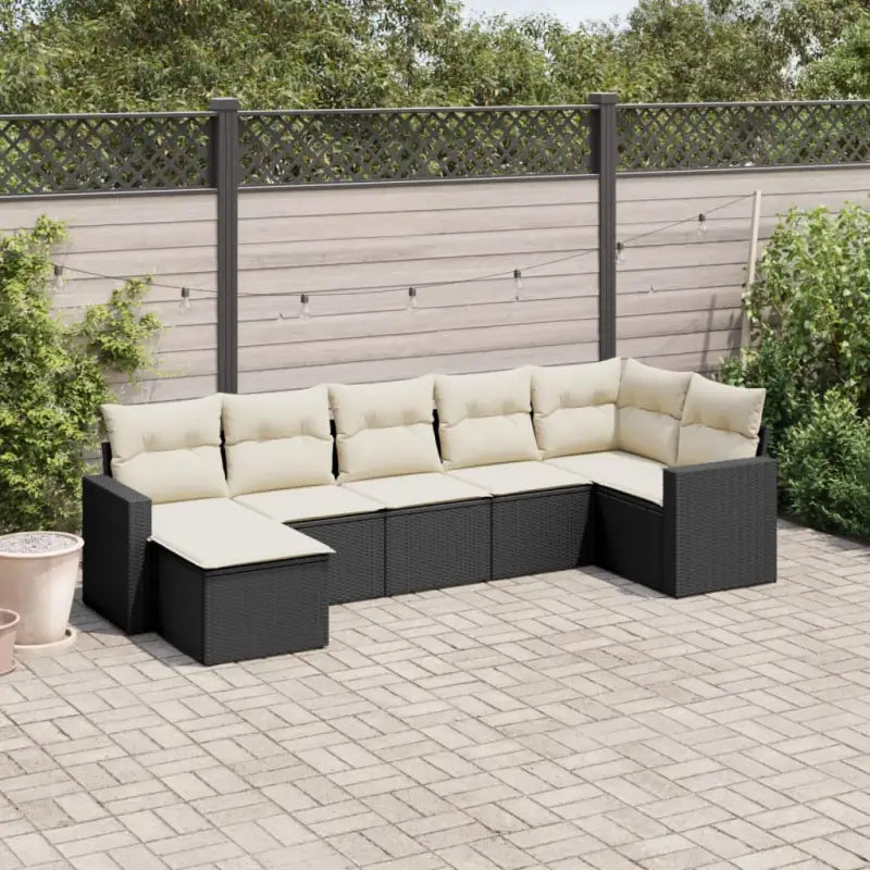 Modulaire tuinbanken met beige materiaal en gepoedercoat staal afmetingen - Zwart en crème / 1 / Zonder tafel