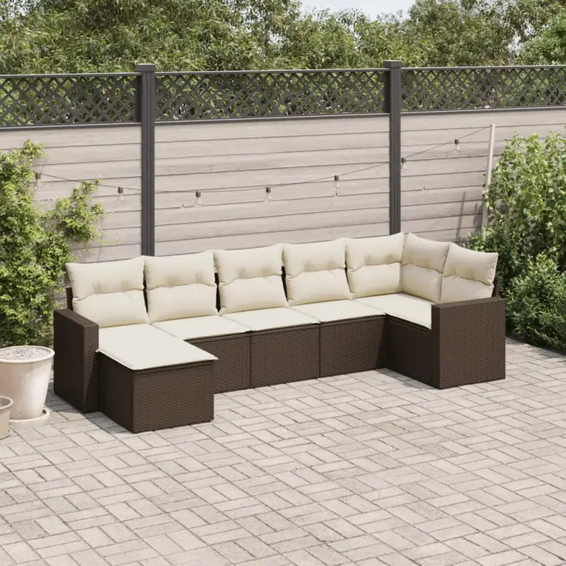 Modulaire tuinbanken met beige materiaal en gepoedercoat staal afmetingen - Bruin en crème / 1 / Zonder tafel